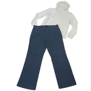Dockers Wide Leg Denim Jeans High Waist Rise Dark Washed Flare Dressy Casual 12
